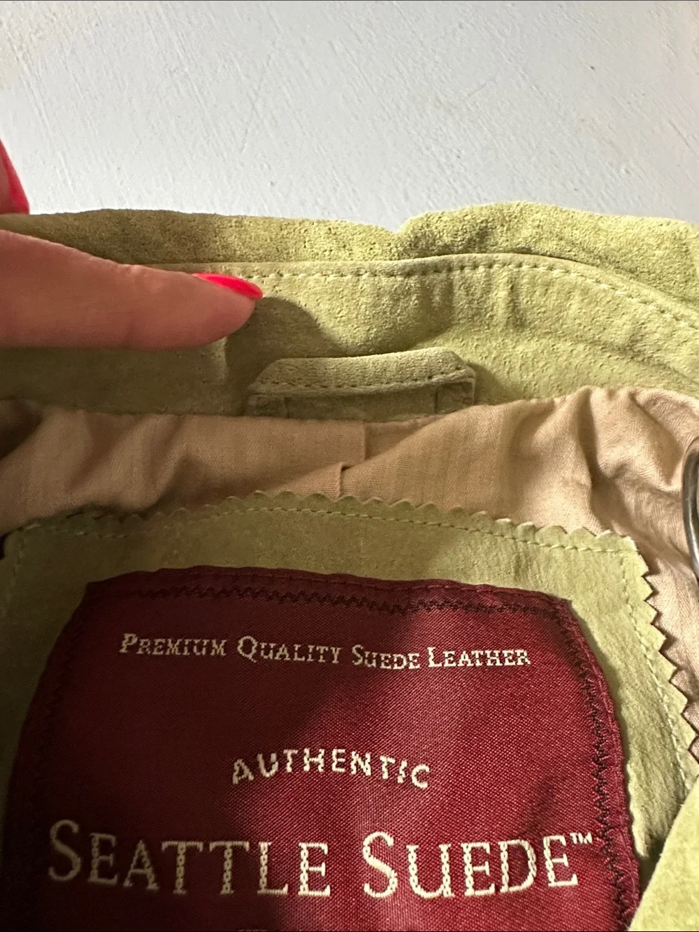 Eddie Bauer Vintage Seattle Suede Utility Safari Jacket Chartreuse Green Small
